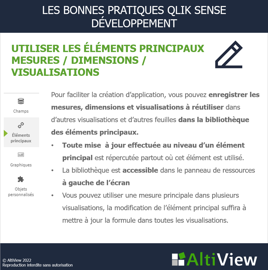 Utiliser les éléments principaux dans vos applications Qlik Sense : Mesure, dimensions et visualisations