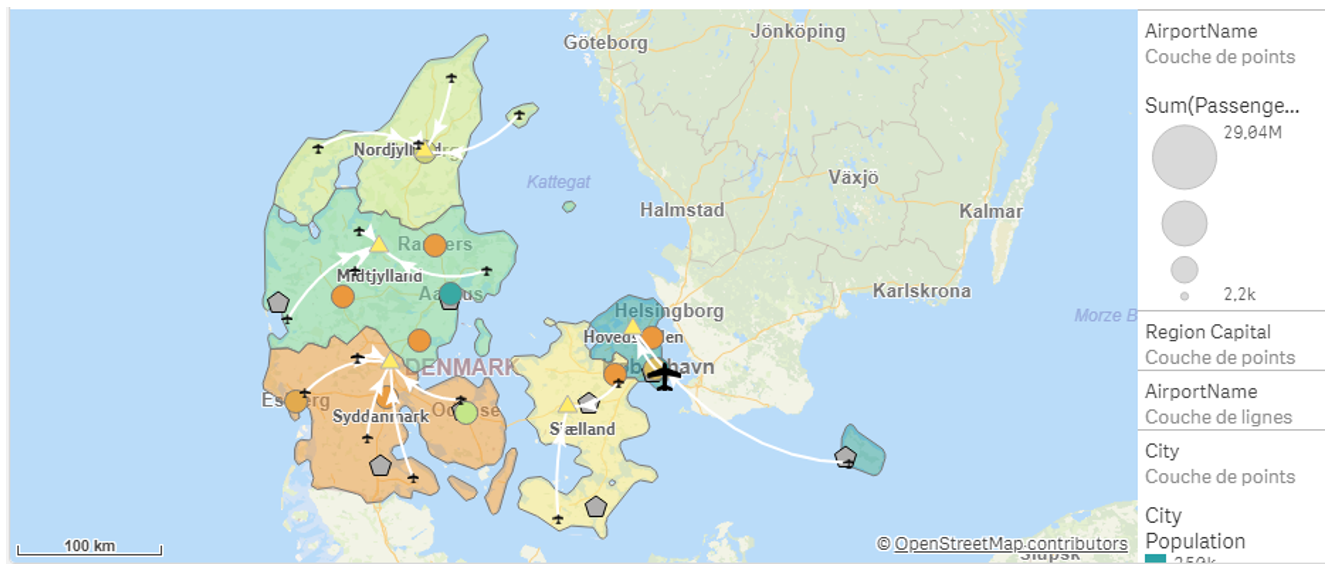 Exemple d'une carte dans Qlik Sense