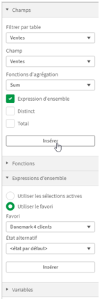 Ajouter une sélection ou un favori à l'expression d'ensemble