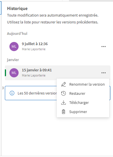 Historisation du script